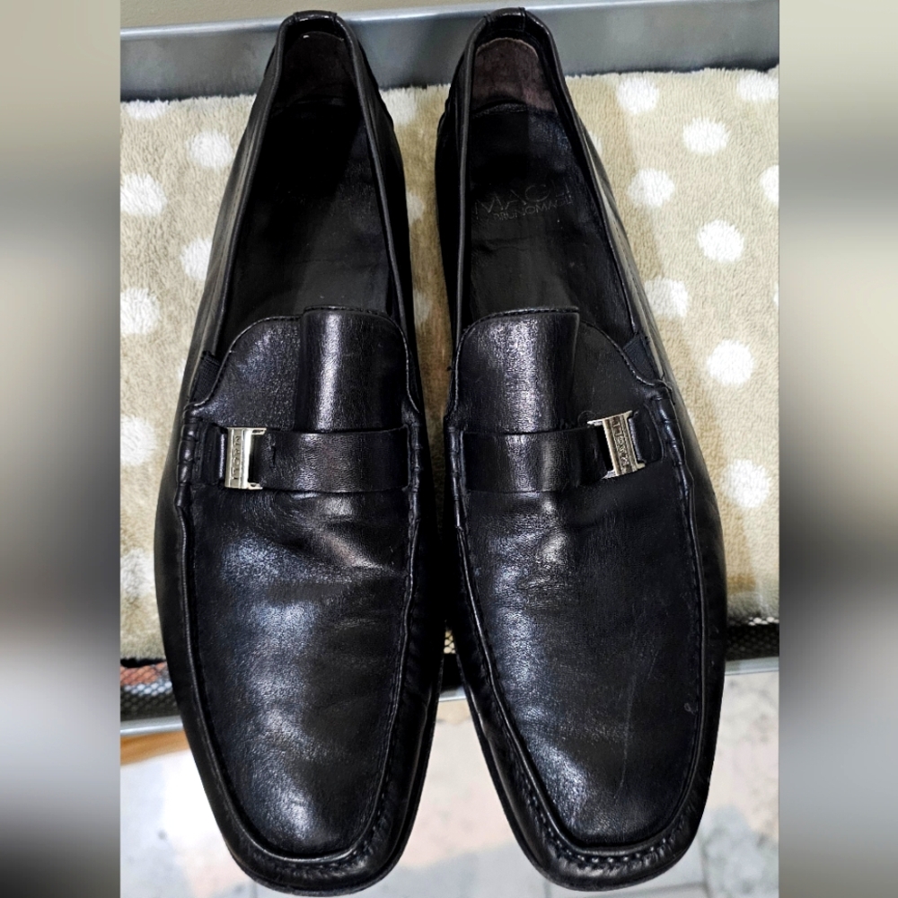 Bruno Magli Black Leather Loafers for Men
